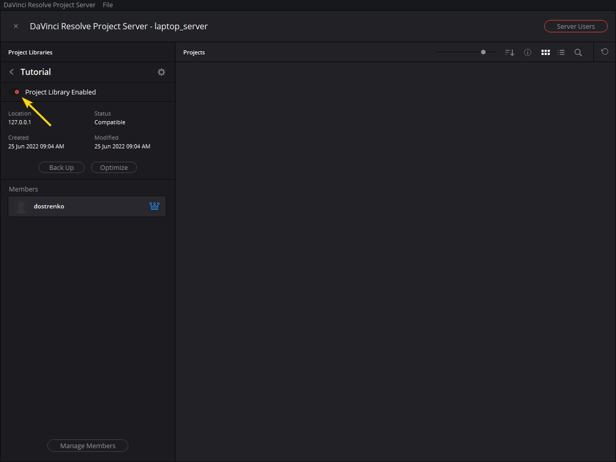 DaVinci Project Server Setup XR Studio Guides
